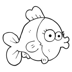 funny black and white cartoon fish
