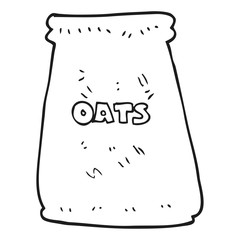 black and white cartoon bag of oats