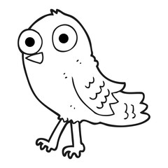black and white cartoon bird