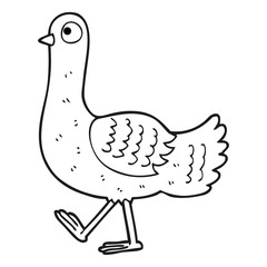 black and white cartoon pigeon