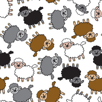 Multicolor cartoon sheep pattern seamless