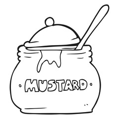 black and white cartoon mustard pot