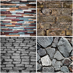 Set of bstract colorful stone wall texture background