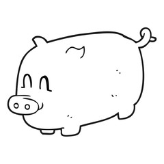 black and white cartoon pig