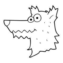 black and white cartoon wolf head