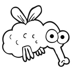 black and white cartoon fly