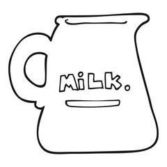 black and white cartoon milk jug