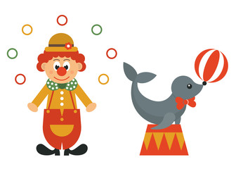 funny clown and seal animal