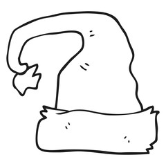 black and white cartoon christmas hat