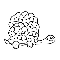 black and white cartoon tortoise