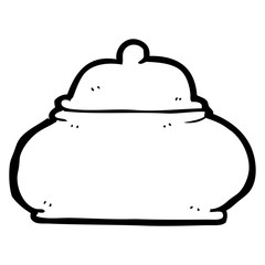 black and white cartoon old style ceramic pot