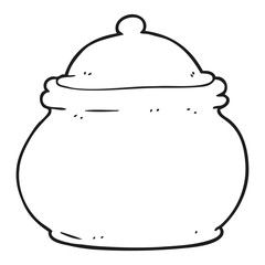 black and white cartoon old style ceramic pot