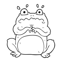 black and white cartoon funny frog