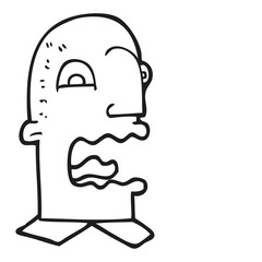 black and white cartoon burping man