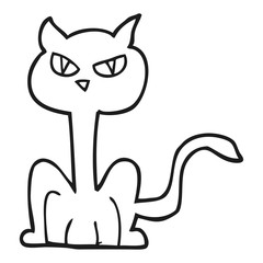 black and white cartoon angry cat