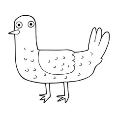 black and white cartoon bird