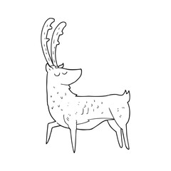 black and white cartoon manly stag
