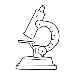 black and white cartoon microscope