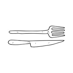 black and white cartoon knife and fork