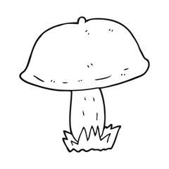 black and white cartoon mushroom