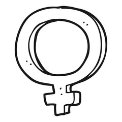 black and white cartoon female symbol