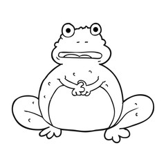 black and white cartoon frog