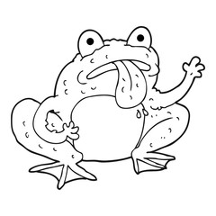 black and white cartoon frog