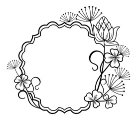 Round outline frame with floral contours