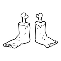 black and white cartoon gross severed feet