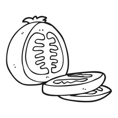 black and white cartoon sliced tomato
