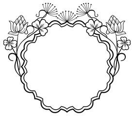 Round outline frame with floral contours