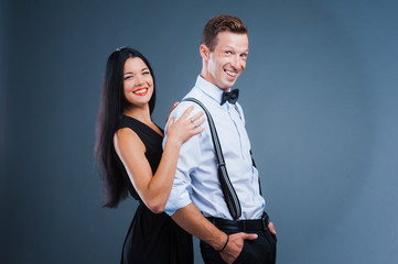 very funny emotional love in a suit. Studio shot