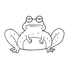 black and white cartoon frog