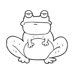 black and white cartoon frog