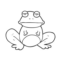 black and white cartoon frog