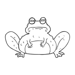 black and white cartoon frog