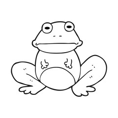 black and white cartoon frog