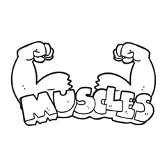 black and white cartoon muscles symbol
