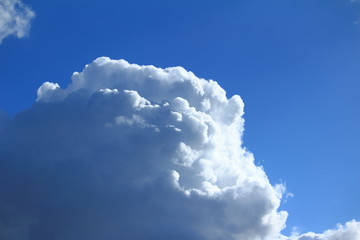 blauer Himmel mit Wolken im Sonnenschein