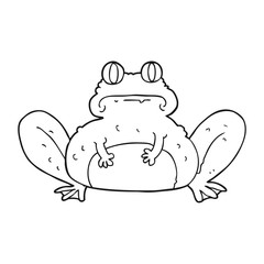 black and white cartoon frog