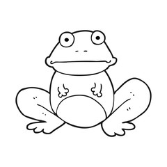 black and white cartoon frog