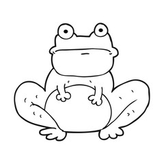 black and white cartoon frog