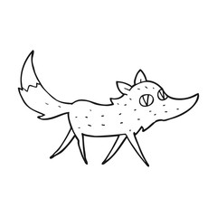 black and white cartoon little wolf