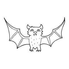 black and white cartoon halloween bat