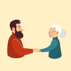 Obraz premium son or grandson with mother grandmother