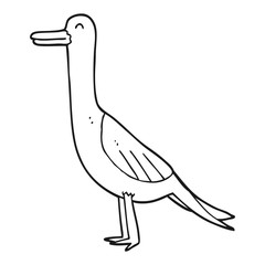 black and white cartoon bird