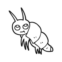 black and white cartoon little bug