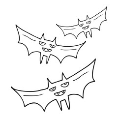 black and white cartoon halloween bat