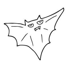 black and white cartoon halloween bat