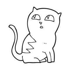 black and white cartoon cat